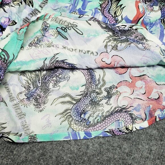 Rue21 Shorts Womens Plus 2X Multicolor Dragon Butterfly High Rise Pull On New - Picture 4 of 11